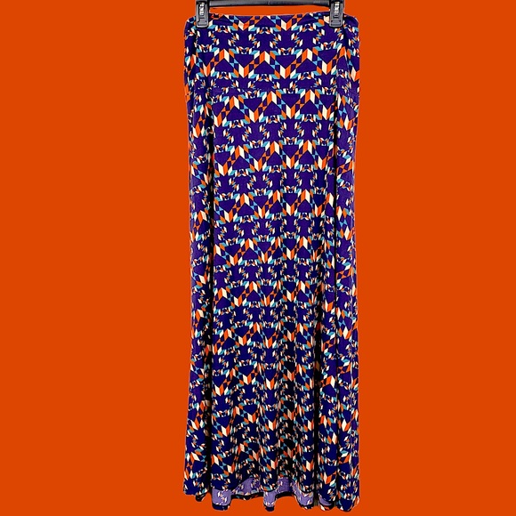 LuLaRoe MAXI skirt modal NEW womens size XL eggplant geometric abstract teal - Picture 1 of 6